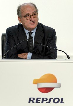 Antonio Brufau, presidente de REPSOL, durante la celebración de la Junta de Accionistas celebrada hoy (Foto: REPSOL)