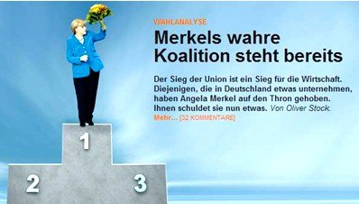 Merkel se queda sola: ¿Quién la acompañará? (Fuente: Handelsblatt)