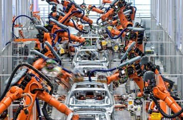 Cadena robotizada de soldadura de Audi.