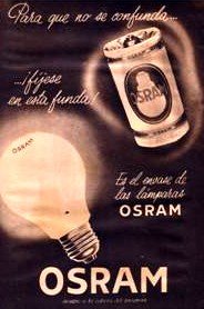 Antiguo cartel promocional de las bombillas que se comercializaban en los años 50 y 60.