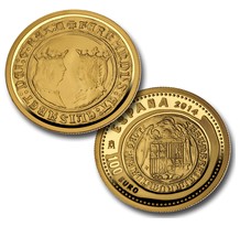 Esta nueva moneda de la RCM-FNMT se inspira en la pieza de 2 escudos de oro acuñada por los Reyes Católicos.
