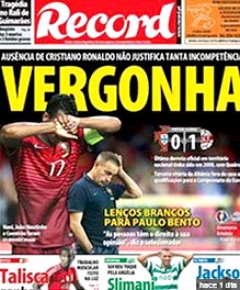 Portada que acentúa la vergüenza de la derrota de Portugal frente a Albania.
