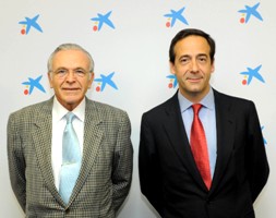 En la foto, el presidente de CaixaBank, Isidro Fainé, y el consejero delegado, Gonzalo Gortázar.