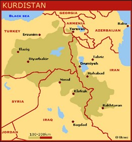 El Kurdistán engloba territorios de Iraq, Irán, Turquía y una pequeña parte de Armenia y Siria, ésta última también en guerra civil. El Kurdistán sirio-iraquí podría ser el primer ensayo de un estado kurdo.