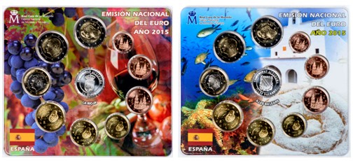 Los euroset de 2015 dedicados a Illes Balears y La Rioja y la moneda de 2 euro de Altamira proof