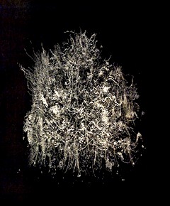 “Nuit”, tinta sobre un papel negro japonés, Muriel Moreau.