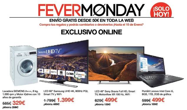 La web de El Corte Inglés celebra hoy el Fever Monday