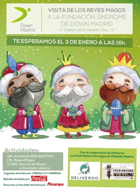 Los Reyes Magos regresan motorizados a la Fundación Down Madrid