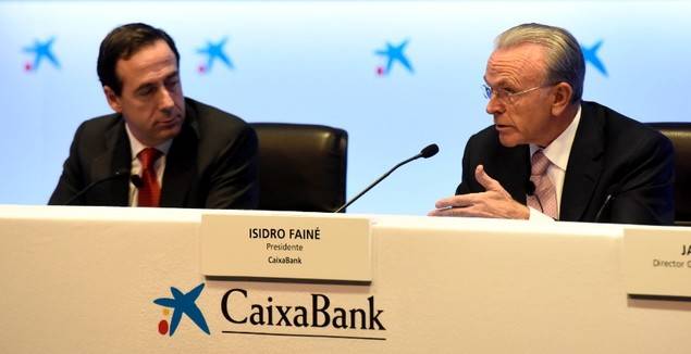 Gonzalo Gortázar, consejero delegado de CaixaBank, e Isidro Fainé, presidente de la entidad.