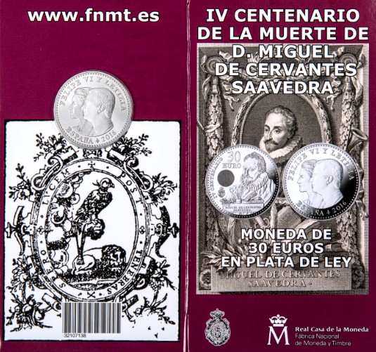 La Real Casa de la Moneda-FNMT pone a la venta la nueva moneda de 30 euros conmemorativa de Cervantes