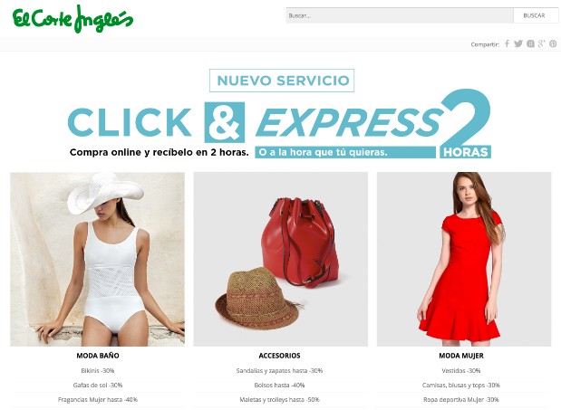 El Corte Inglés innova la compra online la elección de día y hora de entrega