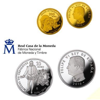 La Real Casa de la Moneda-FNMT lanza las monedas del «IV Centenario de la Muerte de Miguel de Cervantes 1616-2016»