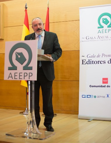 Nuestro Editor-Director, José Luis Barceló, durante la intervención de su agradecimiento.