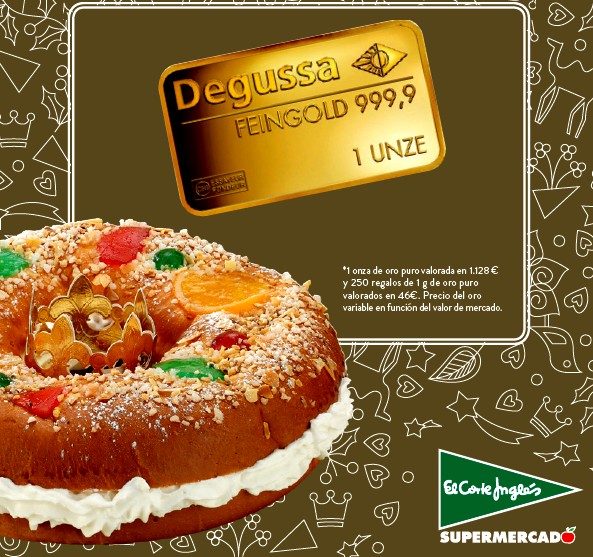 El Corte Inglés regala lingotes de oro en sus roscones de Reyes