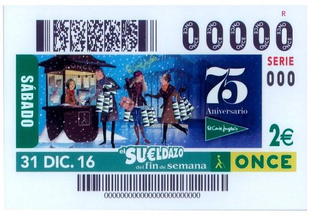 La ONCE dedica el cupón del 31 de diciembre al 75 aniversario de El Corte Inglés