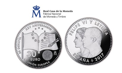 Nueva moneda conmemorativa del XXV Aniversario de la Firma del Tratado de la Unión Europea