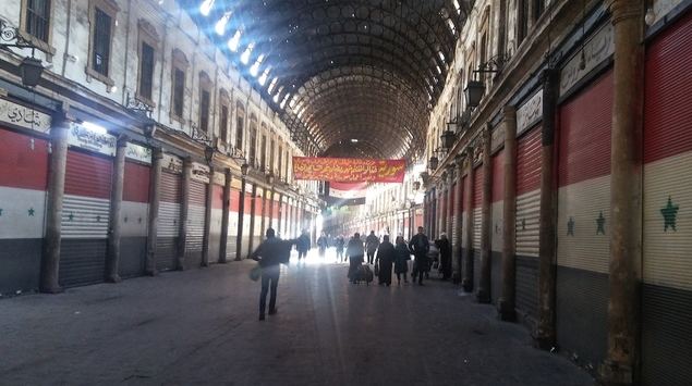 Suq Hamidiyeh, en la Ciudad Vieja de Damasco, donde también han caído proyectiles de mortero lanzados desde Guta Oriental (Foto:Pablo Sapag M.)
