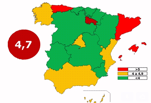 Tasa de furgonetas accidentadas por 1.000 vehículos (2015)
