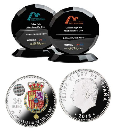 Dos monedas de la Real Casa de la Moneda premiadas en la Mint Directors Conference