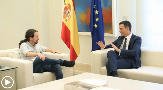 Pablo Iglesias y Pedro Sánchez durante su último encuentro en el Palacio de la Moncloa.