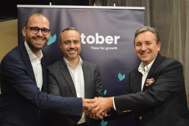 (De izq. a dcha.): Olivier Goy, fundador y CEO de October; Joaquín Sevilla, Chief Digital Officer de Liberbank; y Grégoire de Lestapis, CEO de October España