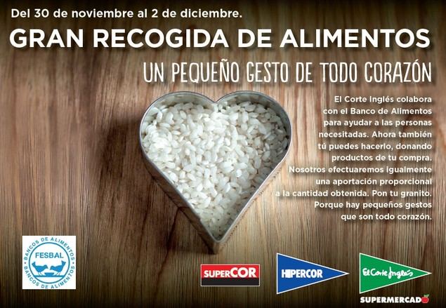 El Grupo El Corte Inglés se compromete en la Gran Recogida para los Bancos de Alimentos