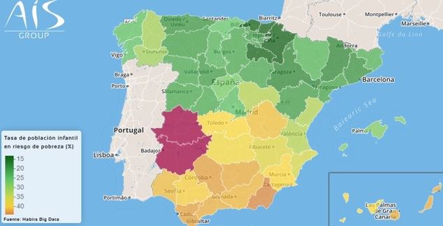 El mapa de la pobreza infantil en España