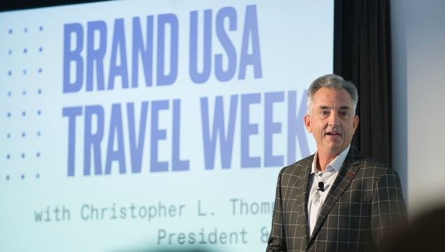 Christopher L. Thompson, presidente y CEO de Brand USA durante la sesión inaugural de Brand USA Travel Week Europe