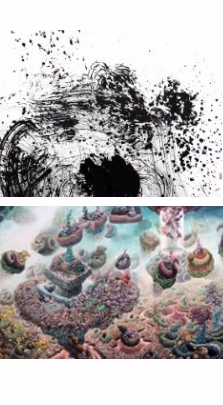 Arriba, Julie Hsieh, Wind Shadow (2018), abajo, Ying-Chen Chiang, The Balance After Chaos-3 (2019).