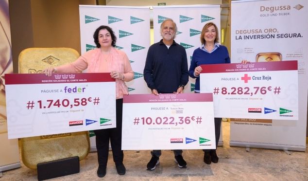 El Corte Inglés entrega 20.045€ a Fundación Aladina, Cruz Roja y Feder