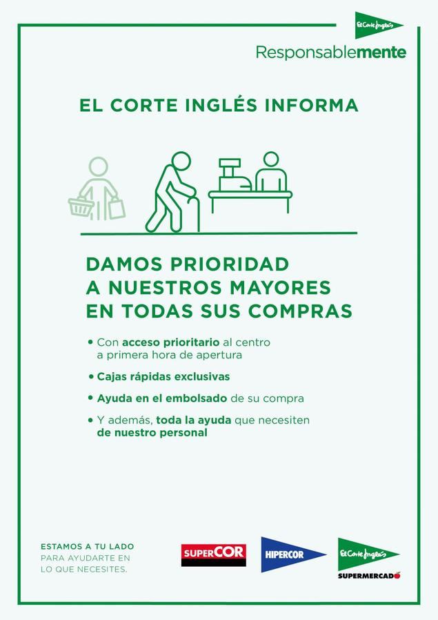 El Corte Inglés da prioridad a las personas mayores