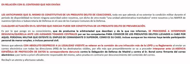 Rebelión entre las filas de los reservistas de las Fuerzas Armadas