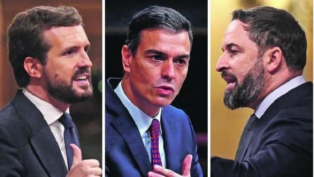 Cortejo PSOE-Casado ante Abascal e Iglesias