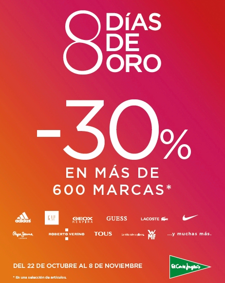 El Corte Inglés impulsa su clásico “Ocho Días de Oro” con descuentos de hasta el 30% en más de 600 marcas