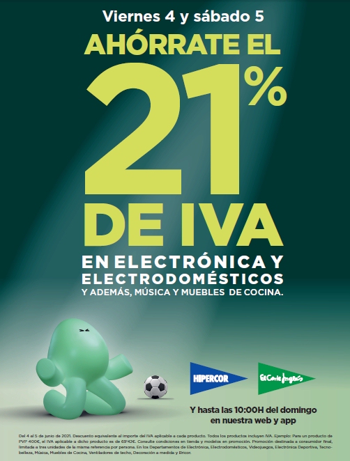 El Corte Inglés ofrece al cliente ahorrar el 21% de IVA en miles de productos durante los próximos dos días