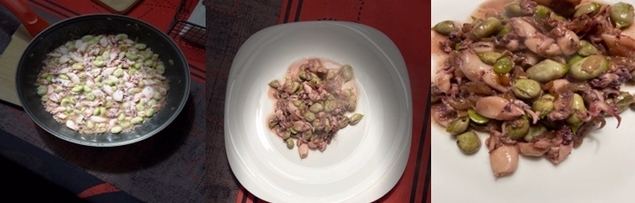 Habitas con cebolleta y puntillas de calamar