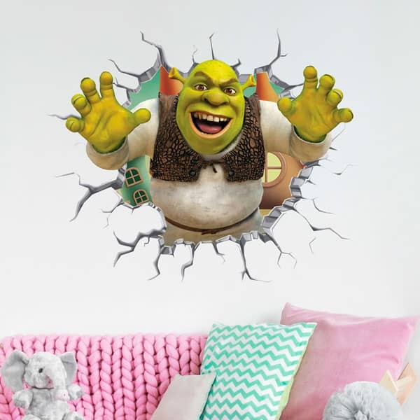 Vinilo 3D de Shrek para habitaciones infantiles.
