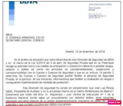 El Secretario General del BBVA con el presidente Carlos Torres, llamado como testigo a la Audiencia Nacional