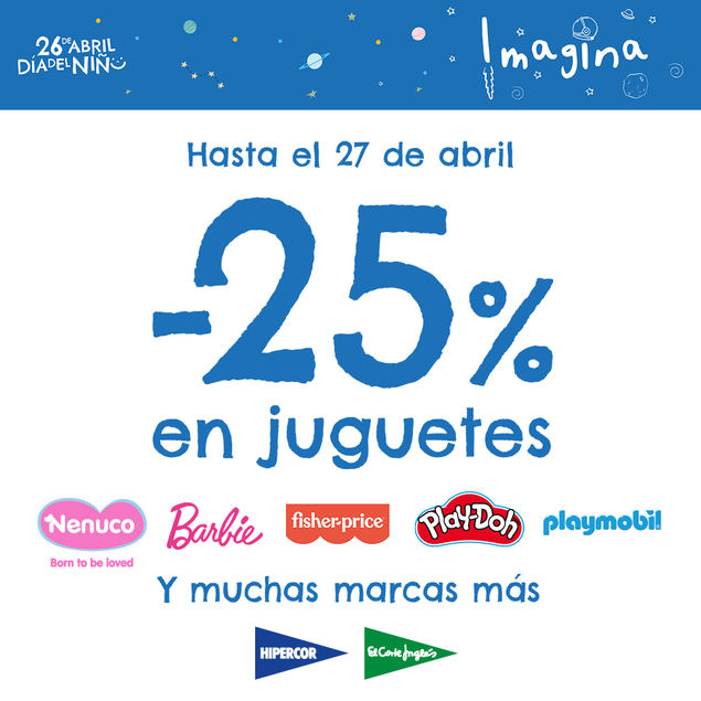 El Corte Inglés se suma al Día del Niño con un 25% de descuento en una variedad de marcas de juguetes