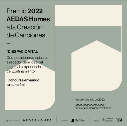AEDAS Homes busca la música del confinamiento en un concurso artístico con el apoyo de Berklee Valencia y el Teatre El Musical de Valencia