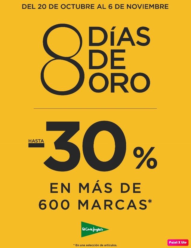 El Corte Inglés lanza “8 Días de Oro” con descuentos de hasta el 30% en una gran selección de marcas