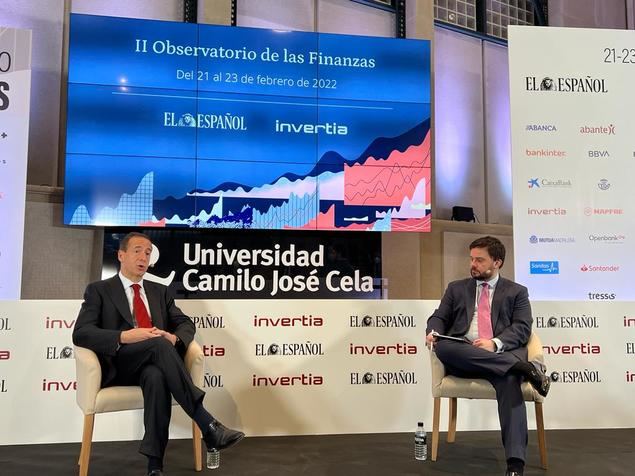 Gonzalo Gortázar, consejero delegado de CaixaBank, durante su intervención en el Observatorio de las Finanzas.