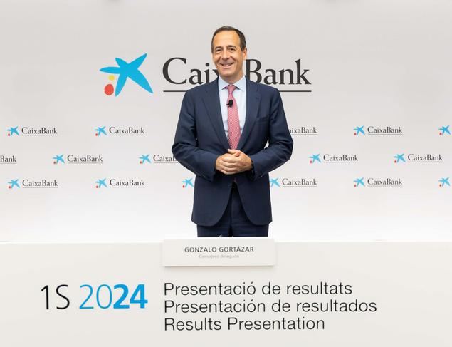 Gonzalo Gortázar, consejero delegado de CaixaBank, durante la presentación de resultados del primer semestre de 2024.