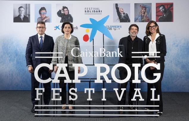 Josep María González, director territorial de CaixaBank en Cataluña; María Luisa Martínez Gistau, directora de Comunicación y Relaciones Institucionales de CaixaBank; Juli Guiu, presidente del Grupo Clipper's y director del Cap Roig Festival; Maria Alsina, directora territorial de CaixaBank en Barcelona.