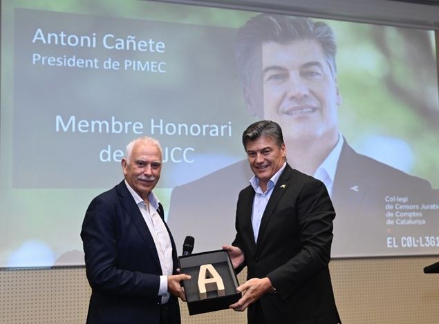 El presidente de Pimec, Antoni Cañete, Miembro de Honor del Col·legi de Censors Jurats de Comptes de Catalunya