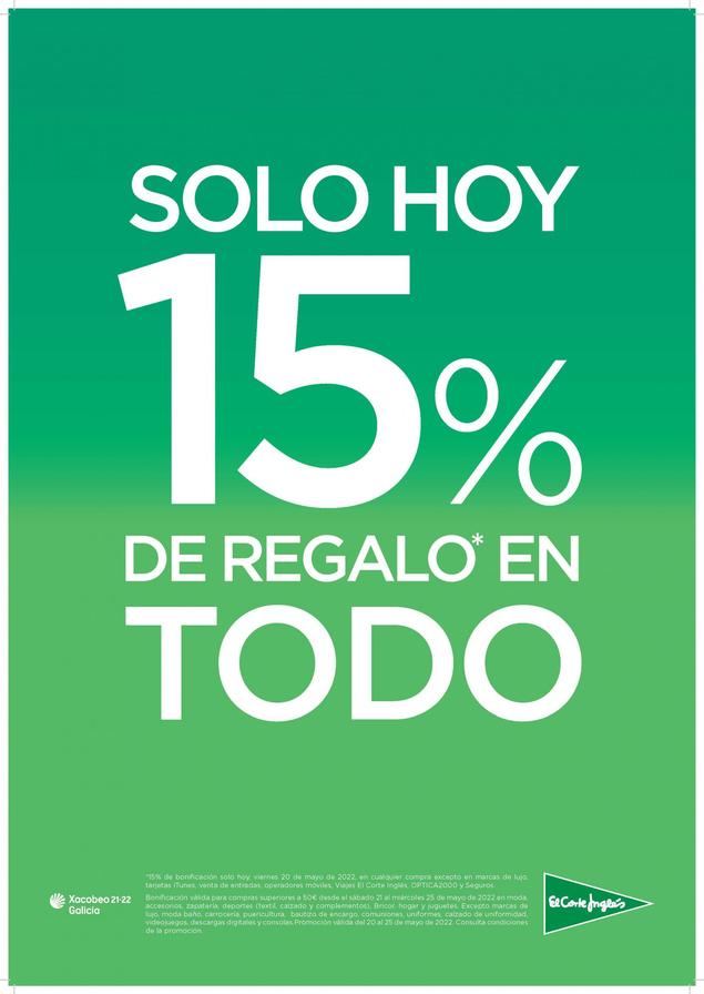 El Corte Inglés regala mañana el 15% de las compras realizadas para utilizarlo después del 21 al 25 de mayo