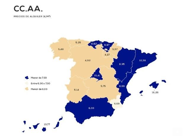 El precio medio del alquiler sube un 6,94% frente al año pasado