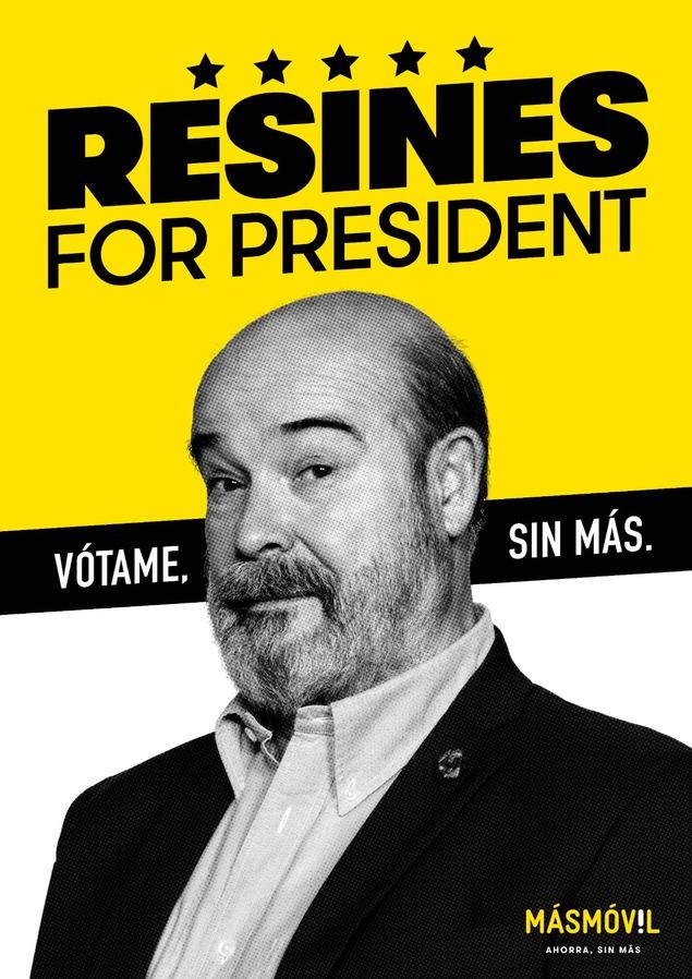 Antonio Resines vuelve a hacer gala de su humor y promete una torrija por cada voto en la nueva campaña de MásMóvil