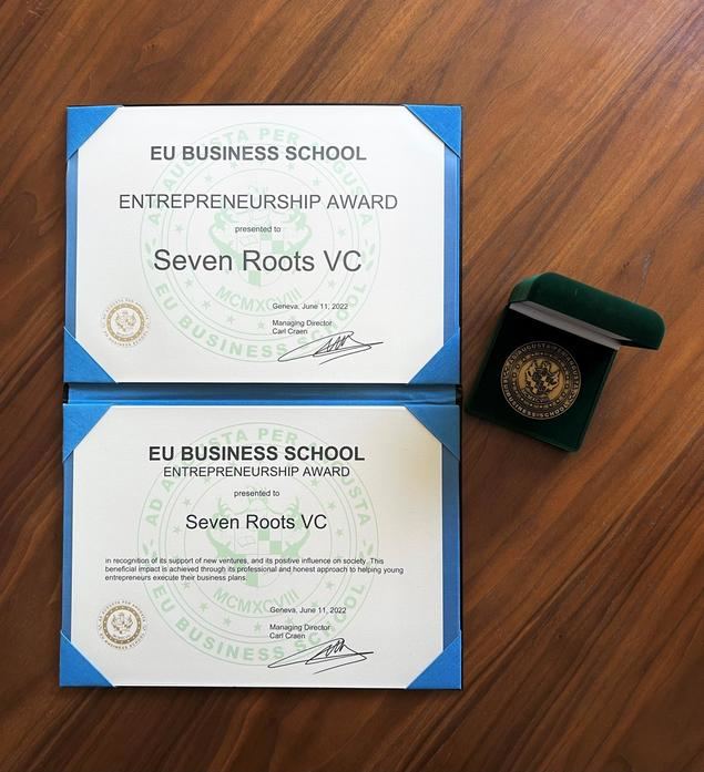 Seven Roots, reconocida con el Entrepreneurship Award de la EU Business School Foundation