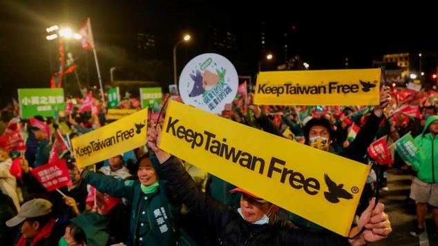 Partidarios de un Taiwán libre, manifestándose en la calle en libertad.